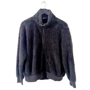 Shambhala Dark Grey Teddy Bear Quarter Zip Hoodie Sweater‎